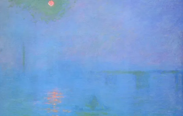 Картинка пейзаж, картина, Клод Моне, Мост Чаринг-Кросс. Туман на Темзе