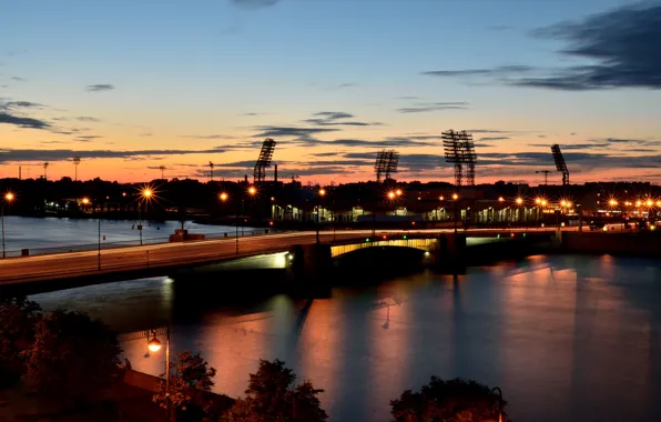 Ночь, Санкт-Петербург, мосты, ShennikovSV, Тучков мост, набережные