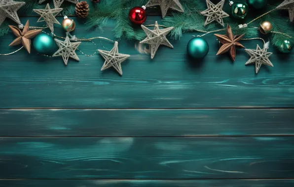 Звезды, украшения, фон, шары, Новый Год, Рождество, new year, Christmas