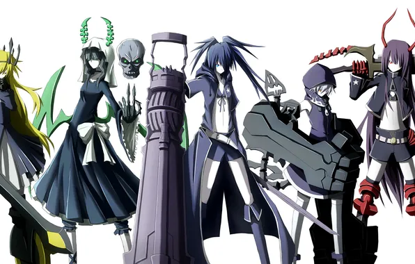 Картинка оружие, девушки, аниме, арт, black rock shooter, takanashi yomi, strength, Dead Master