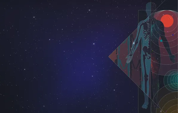 Звезды, Человек, Космос, Тело, Схема, Daniel Simmonds, by Daniel Simmonds, Your body and the universe