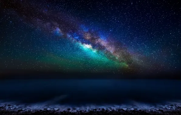Картинка небо, звезды, ночь, млечный путь, Канарские острова, Атлантический океан