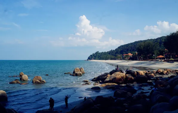 Beach, sea, blue, malaysia, kuantan, teluk, cempedak
