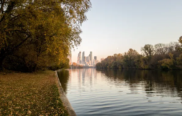 Осень, парк, москва-река, москва-сити