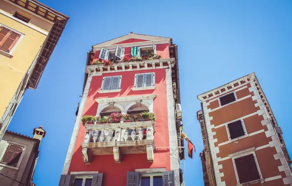 Город, окна, дома, архитектура, Хорватия, Ровинь, Rovinj