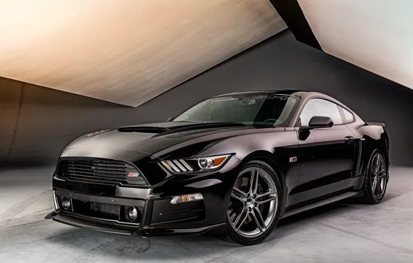 Картинка черный, Mustang, Ford, мустанг, форд, Back, Roush, 2015