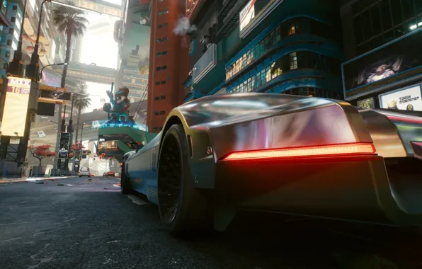 Город, Автомобиль, Cyberpunk 2077, Будущее с настоящим, Киберпанк 2077, Night city 2077