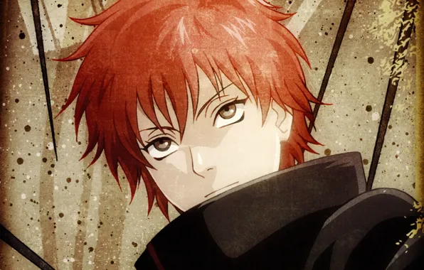 Портрет, ninja, Akatsuki, красные волосы, Sasori, Naruto Shippuden, Наруто Ураганные хроники, высокий воротник