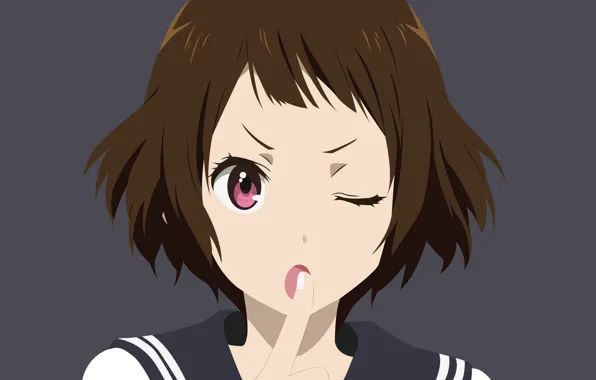 Взгляд, девушка, фон, портрет, Hyouka, Хиёка