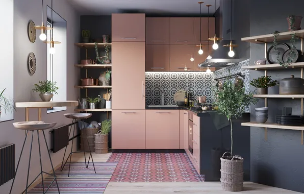 Дизайн, стиль, интерьер, кухня, столовая, скандинавский, apartment for a single