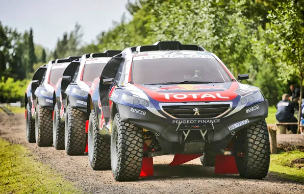 2008, Спорт, Три, Гонка, Peugeot, Фары, Red Bull, Rally