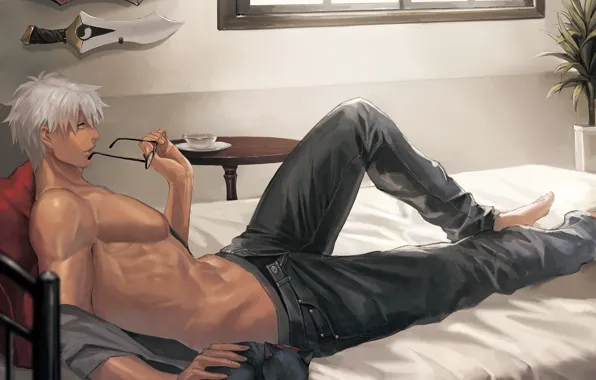 Секси, аниме, арт, парень, Archer, Fate stay night, арчер