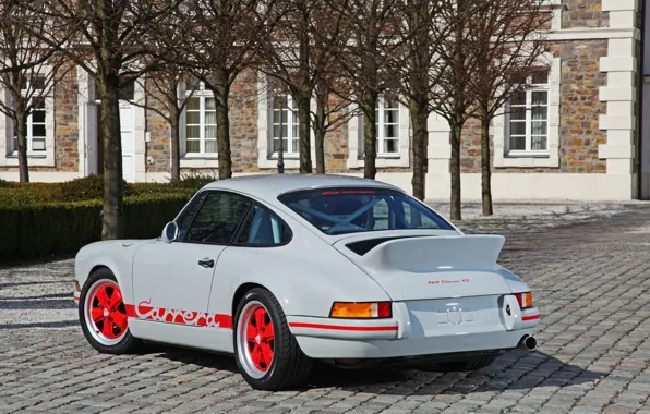 Porsche, Porsche 911, Carrera, Grey, 964, Rear, Red Wheels, DP Motorsport