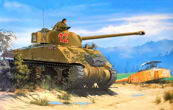 Картинка Sherman, British Army, WWII, Танкисты, Sherman Firefly Vc