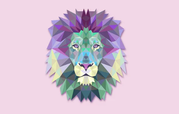 Абстракция, минимализм, лев, светлый фон, lion