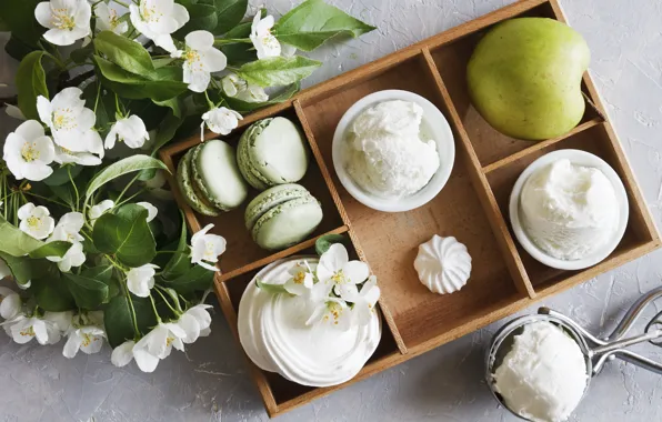 Яблоко, печенье, мороженое, зефир, ассорти, macaron, Ellygri