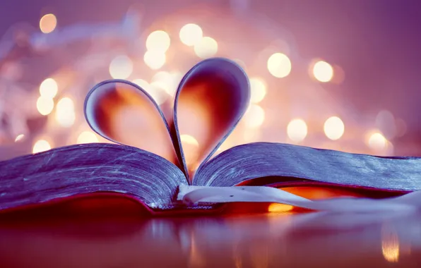 Сердце, книга, сердечко, страницы, боке, закладка