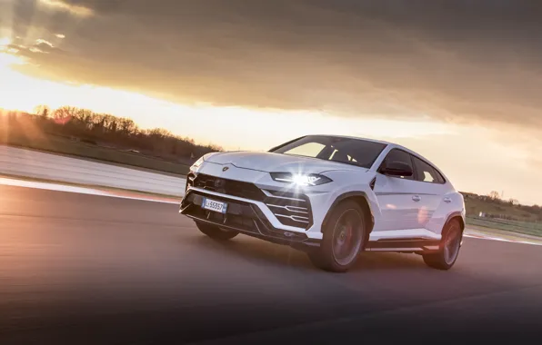 Закат, скорость, Lamborghini, 2018, кроссовер, Urus
