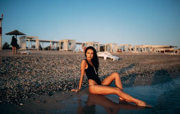 Girl, sexy, wet, beach, Model, long hair, legs, photo