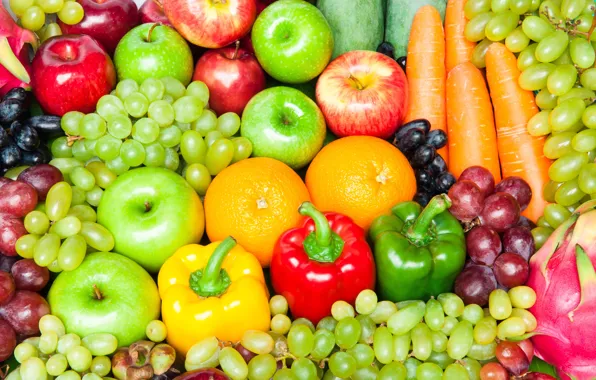 Картинка яблоки, перец, овощи, ассорти, фпукты