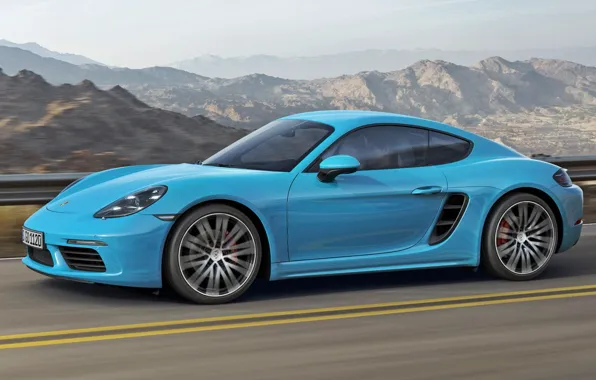 Картинка Porsche, Cayman, Голубой, Порше, Blue, Купе, 718