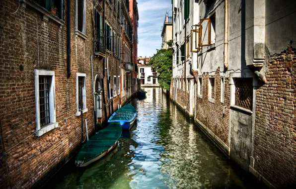 Улица, здания, лодки, Италия, Венеция, канал, Italy, street