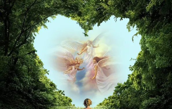Sky, landscape, heart, angels