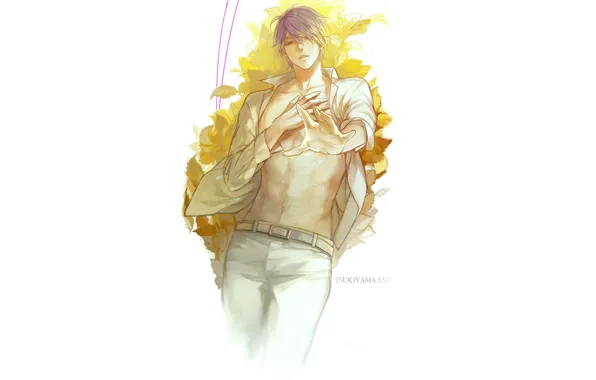 Парень, Tokyo Ghoul, Токийский гуль, жёлтые листья