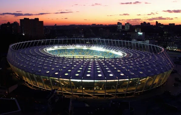 City, wallpaper, sport, logo, sunset, stadium, football, Ukraine