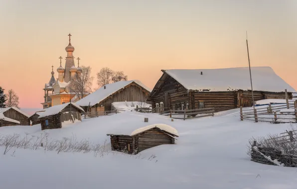 Деревня, храм, Архангельская область, Кимжа, Мезенский район