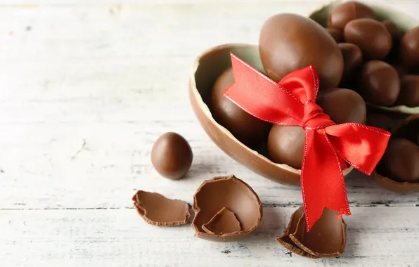 Шоколад, яйца, Пасха, chocolate, Easter, eggs, decoration, Happy
