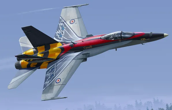 Картинка истребитель-бомбардировщик, Hornet, McDonnell Douglas, CF-188A, 20 Years of Service RCAF