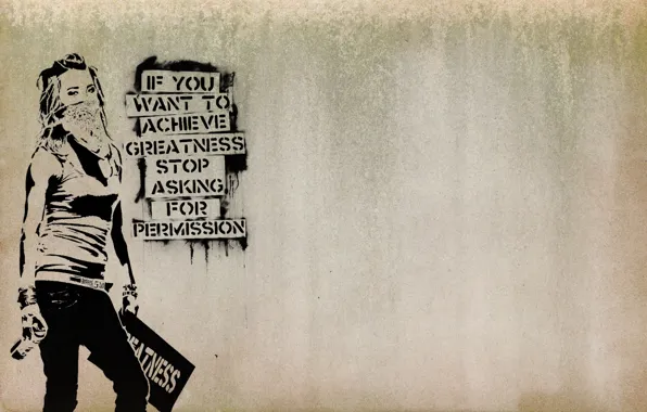 Свобода, девушка, граффити, маска, повязка, мнение, сопротивление