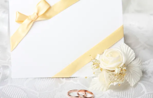 Flowers, открытка, цветочек, обручальные кольца, wedding rings, greeting card
