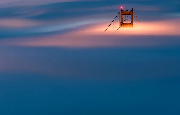 Мост, туман, опора, Сан-Франциско, Золотые Ворота, США