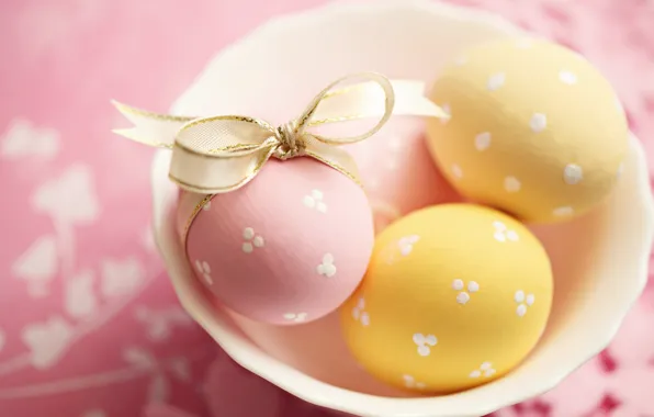 Картинка Пасха, лента, pink, spring, Easter, eggs, decoration, Happy