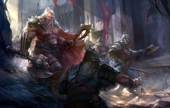 Бой, фэнтези, арт, Derrick Song, Human troops
