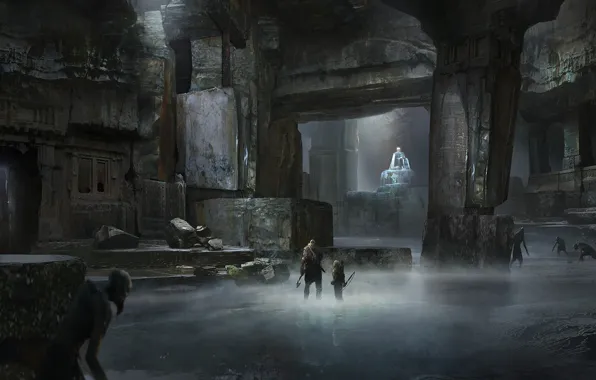Sword, game, demigod, blizzard, weapon, Kratos, God of War, snow