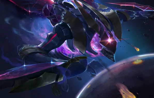 Космос, art, League of Legends, moba, Voidreaver, kha zix, darkstar kha zix