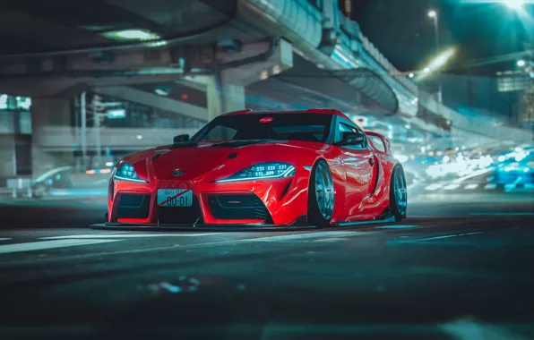 Обои Красный, Авто, Ночь, Машина, Supra, Toyota Supra, Concept Art ...