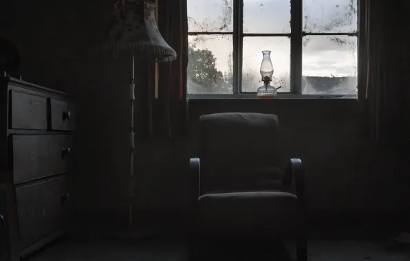 Картинка лампа, кресло, окно