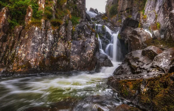 Ручей, камни, скалы, водопад, Уэльс