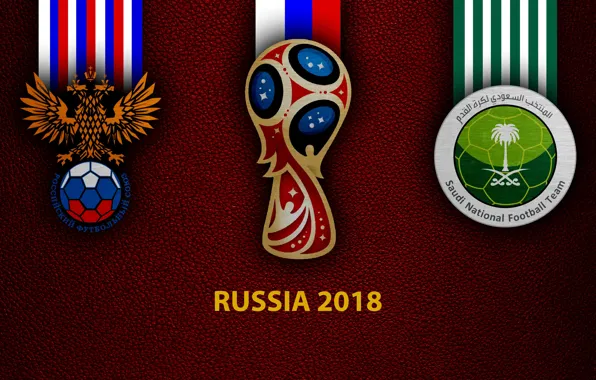 Wallpaper, sport, logo, football, FIFA World Cup, Russia 2018, Russia vs Saudi Arabia