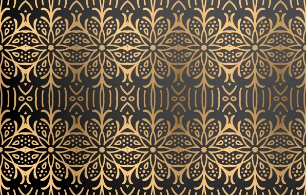 Золото, узор, текстура, черный фон, gold, орнамент, background, color