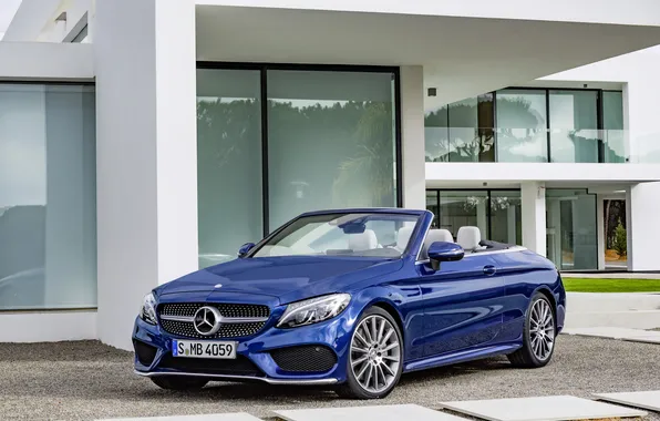 Картинка синий, Mercedes-Benz, кабриолет, мерседес, AMG, амг, Cabriolet, C-Class