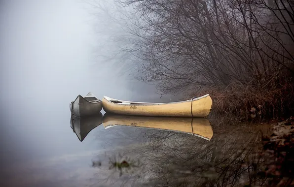 Пейзаж, озеро, лодки