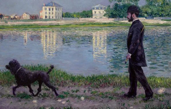 Картинка французский живописец, Gustave Caillebotte, 1884, Гюстав Кайботт, French painter, oil on canvas, On the banks …