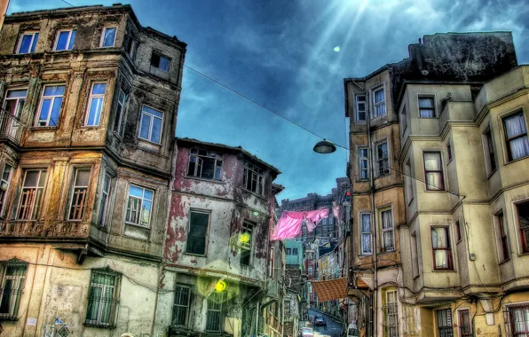 HDR, Улочка, Стамбул, Турция, Street, Istanbul, Turkey, Old building