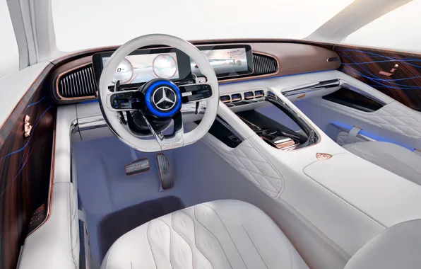 Mercedes-Benz, руль, Vision, салон, 2018, Mercedes-Maybach, электрокроссовер, Ultimate Luxury