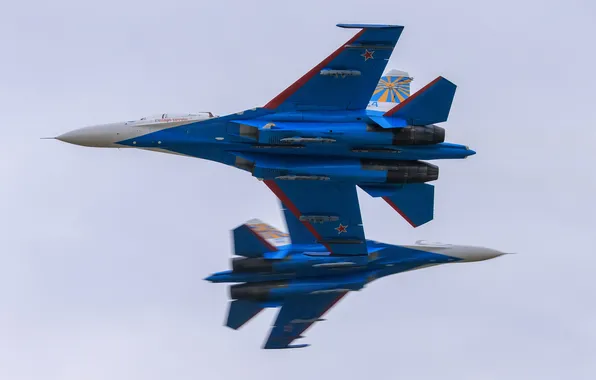Картинка истребители, полёт, Су-27, Русские Витязи